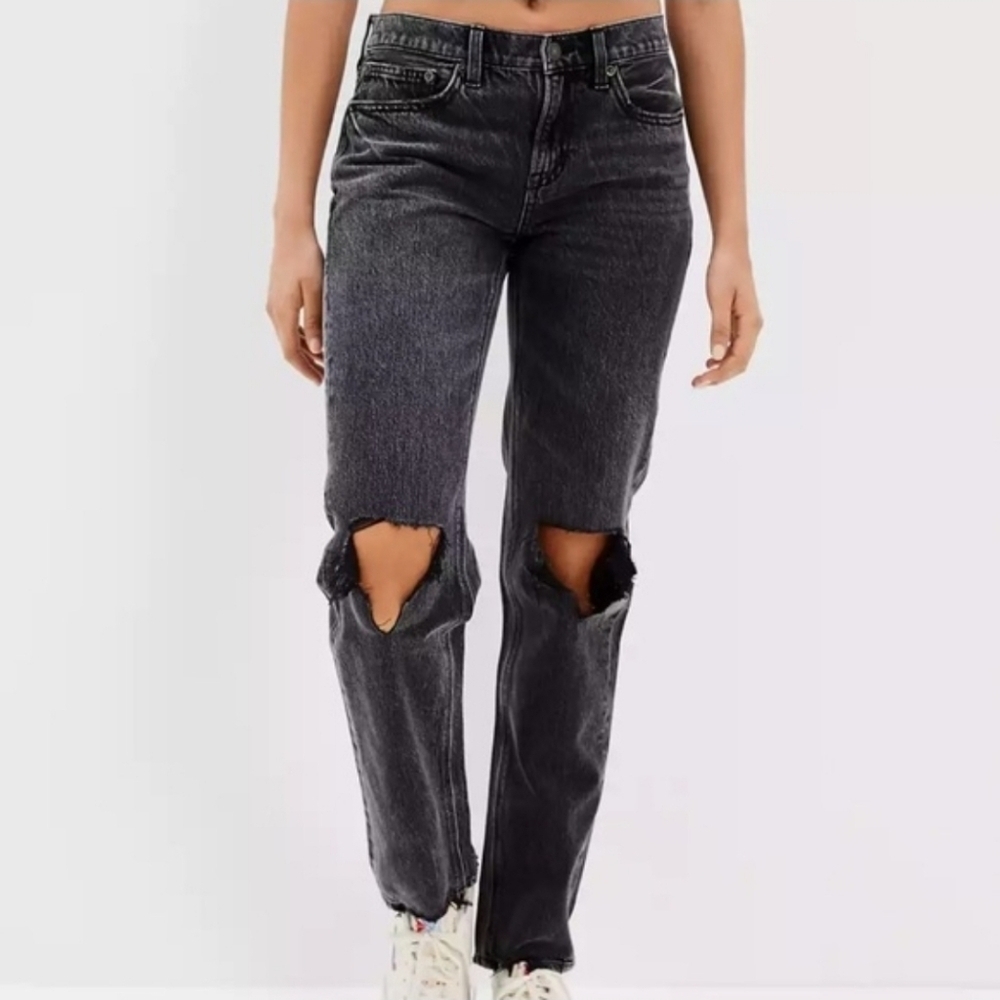 American Eagle 90s Low Rise Straight Jeans 14 Black Marl New*